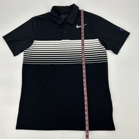 Men's Nike Golf Mobility Speed Polo Shirt Black White Stripes S TCU Horned Frogs - Picture 6 of 9